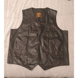 Milwaukee Leather V-neck Snap Men's Black 56 Tall Biker Motorcycle Vest